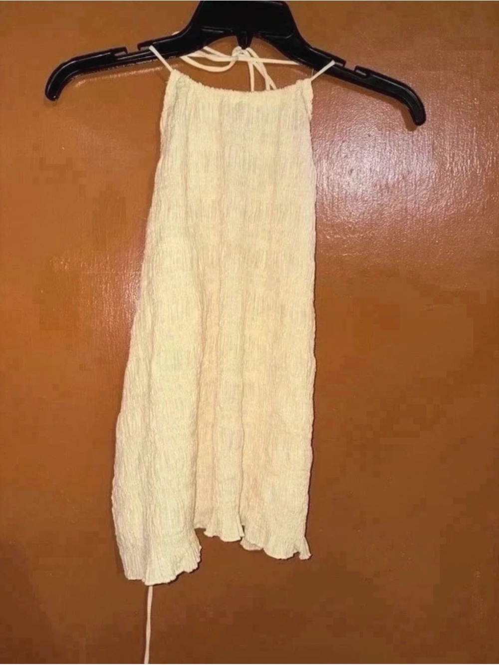 Zara Cream Smocked A-Line Midi Skirt